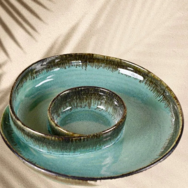 Swirl Swoop Ceramic Platter - Sea Green media 3