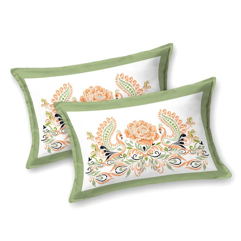 Ethnic Classic Cotton Bedsheet (Green,White) - 120 TC media 3