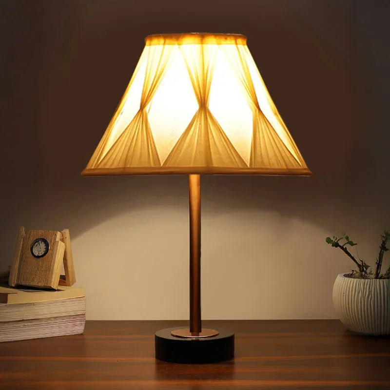 Pleatra Pinch Rodin Wooden Table Lamp - Ivory,Copper,Black media 1