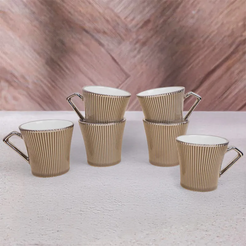 Thira Porcelain Tea Cup (180 mL Each/Brown) - Set of Six media 1