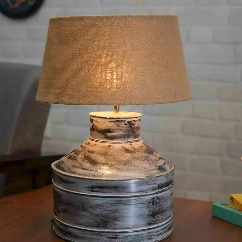 Cannister Fabric Table Lamp - Brown,Grey media 1