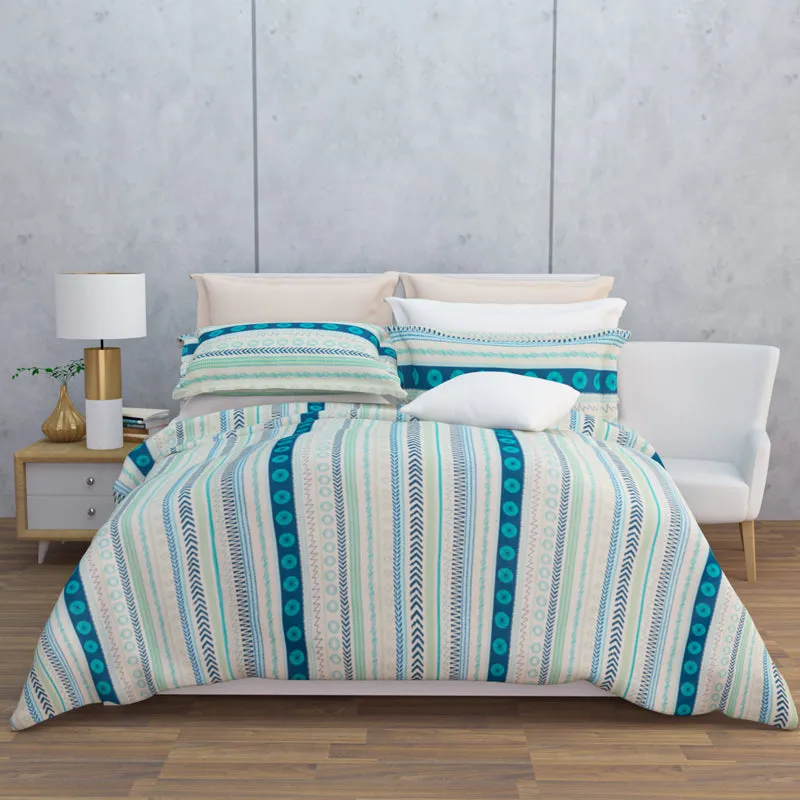 Florelle Strips Cotton Bedsheet (Blue) - 144 TC media 7
