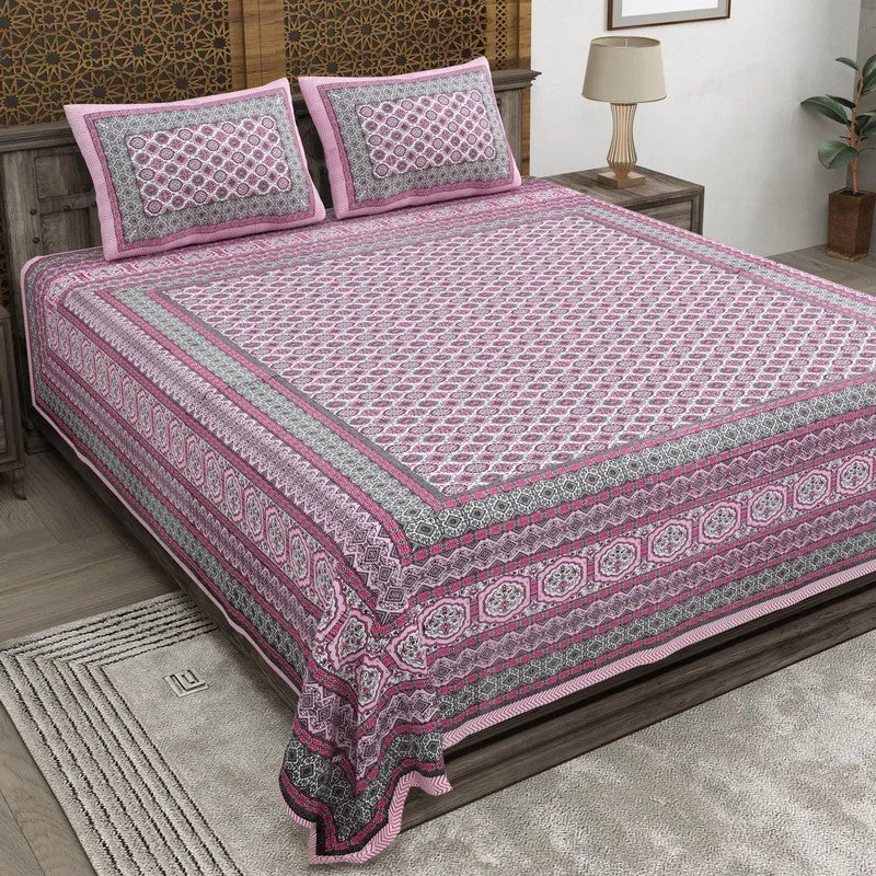 Auraar Cotton Bedsheet (Pink) - 240 TC media 1