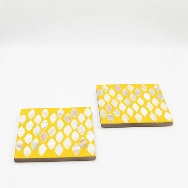 Celestria Mother Of Pearl Coaster (Yellow) - Set Of Two media 6