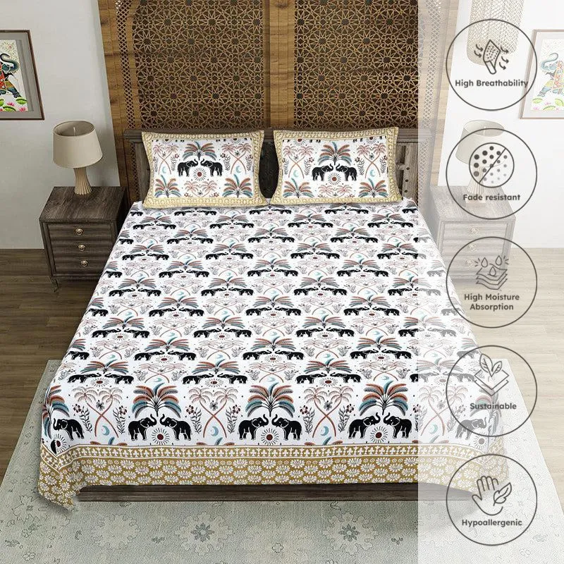 Devesha Ethnic Cotton Bedsheet s(Mustard) - 144 TC media 3