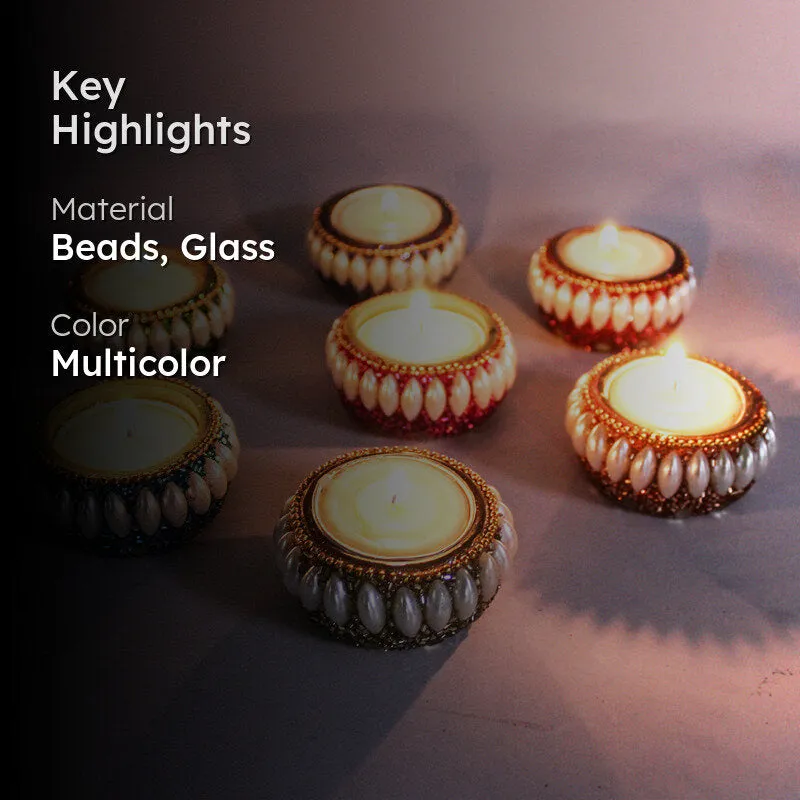 Deeya Beaded Tea Light Holder - Set Of Seven media 2