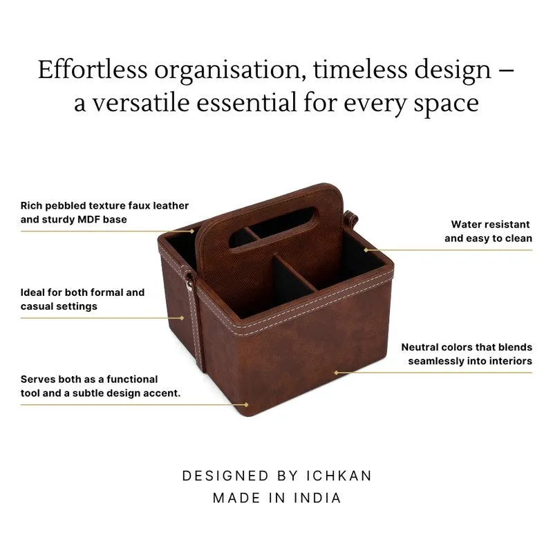 Ember Dote Leatherette Desk  Organiser -Brown media 8