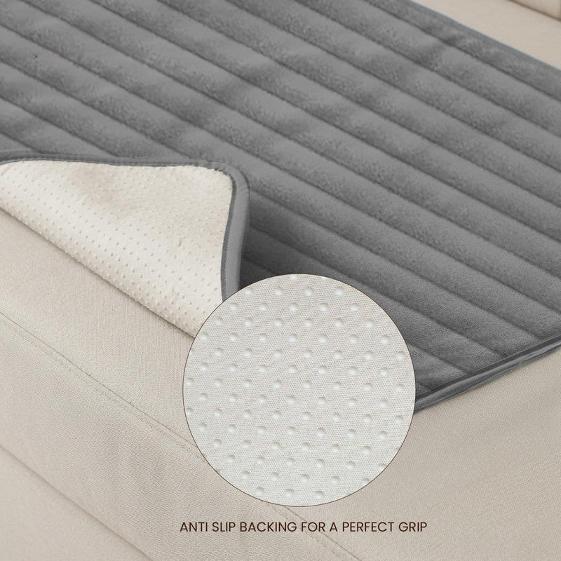 Urban Space Linear Quilted Cotton Sofa Cover - Dark Grey media 4