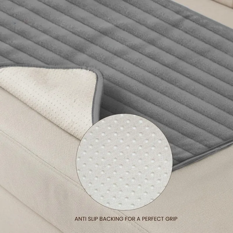 Urban Space Linear Quilted Cotton Sofa Cover - Dark Grey media 4