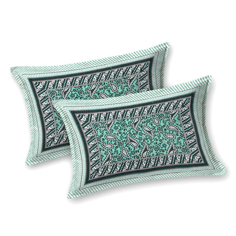 FloralNest Cotton Bedsheet (Green) - 144 TC media 3