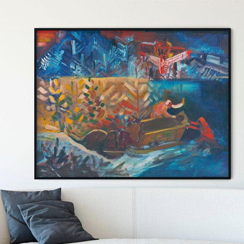 Carrying The Sick Canvas Wall Painting - Black Frame