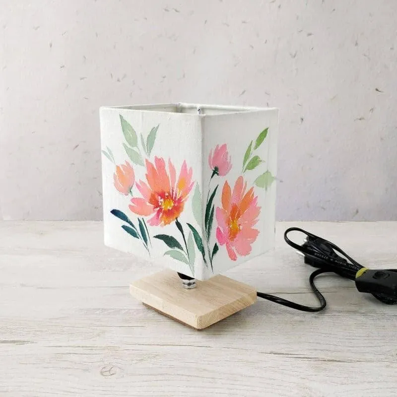 Pashto Flora Handpainted Fabric Table Lamp - Multicolor media 5
