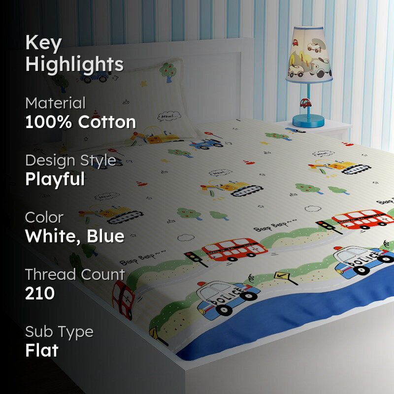 Town Bus Kids Cotton Bedsheet - 210 TC media 2