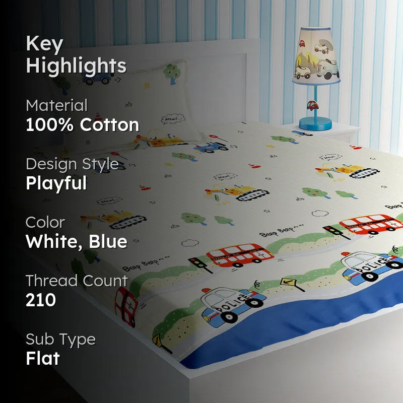 Town Bus Kids Cotton Bedsheet - 210 TC media 2