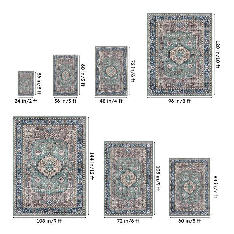 Noah Ethnic Polyester Carpet - Teal media 13