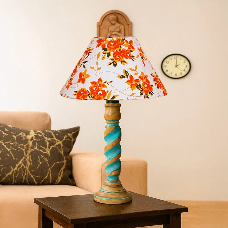 Elara Zyra Floral Wooden Table Lamp - Multicolor media 4