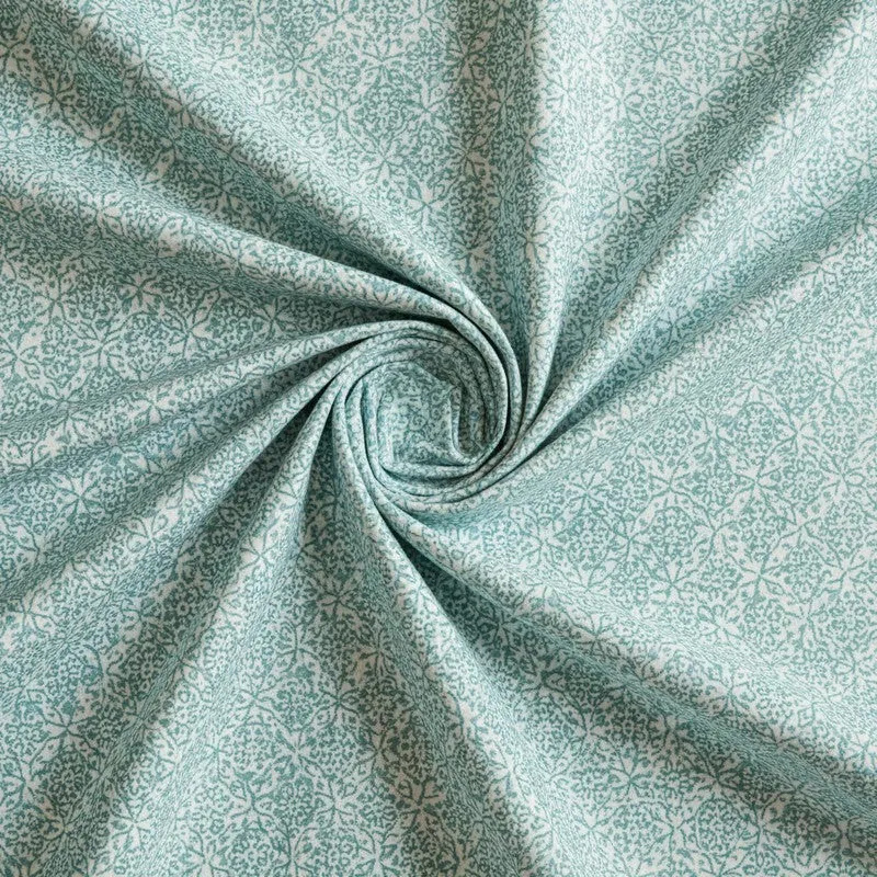 Geome Floral Cotton Bedsheet (Green) - 180 TC media 5