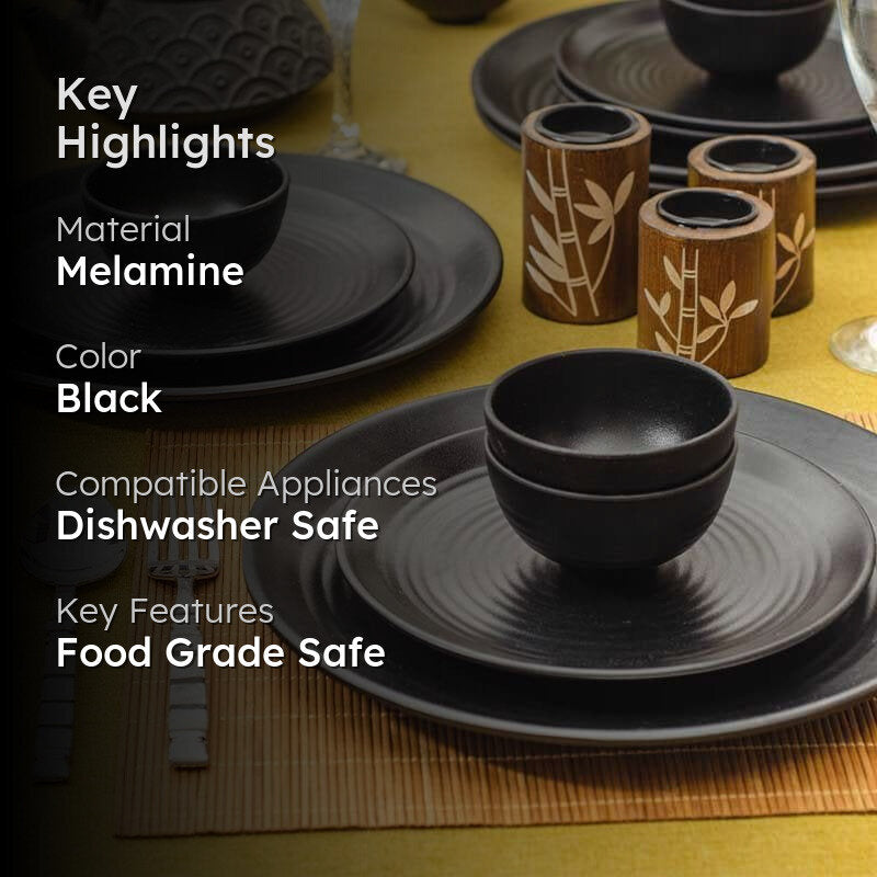 Earthy Attic Dinner Set (Black) - 16 Piece Set media 2
