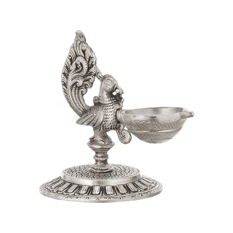 Mayura Silver Finish Metal Diyas - Set Of Two media 5