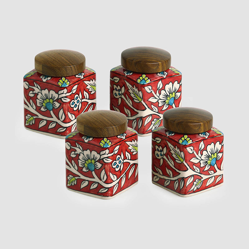 Rang-E-Gul Airtight Ceramic Jar (240 mL Each) - Set Of Four media 3