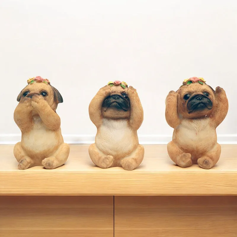 Fun Pug Trio Showpiece - Set Of Three media 1