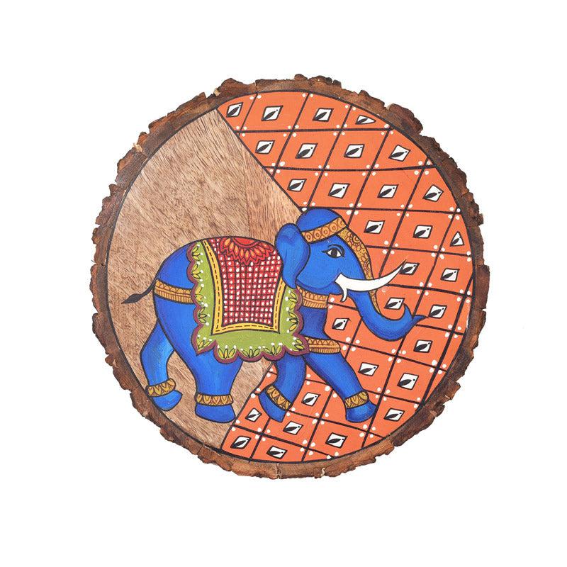 Neel Gaja Pichwai Handpainted Wall Plate media 3