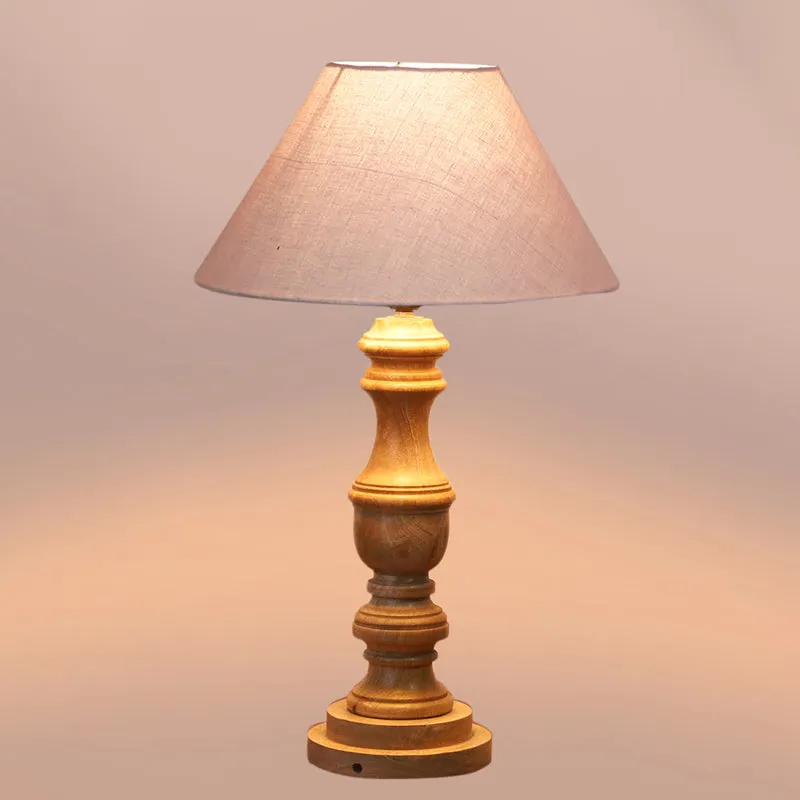 Cotin II Carve Wooden Table Lamp - Grey,Brown media 4