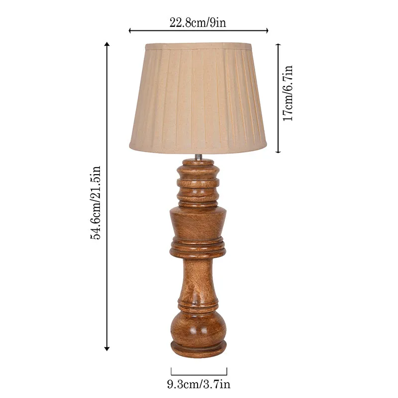 Pleated King Wooden Table Lamp - Brown media 5