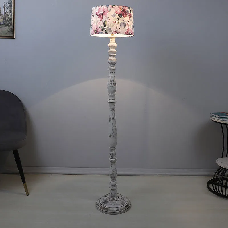 Lumikko Totem Printed Mango Wood Floor Lamp - White media 2