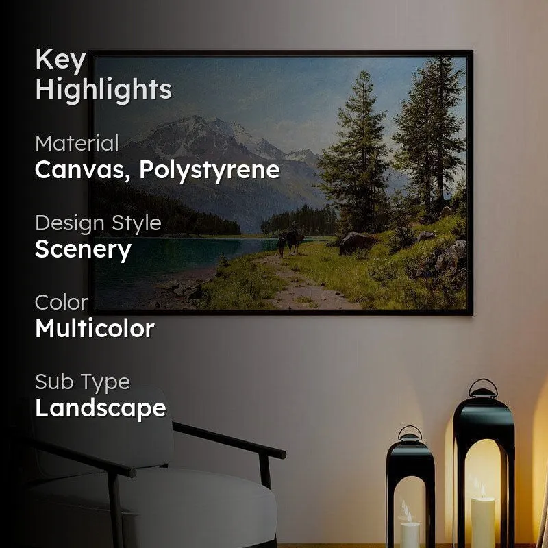 The Lake Wall Painting - Black Frame media 2