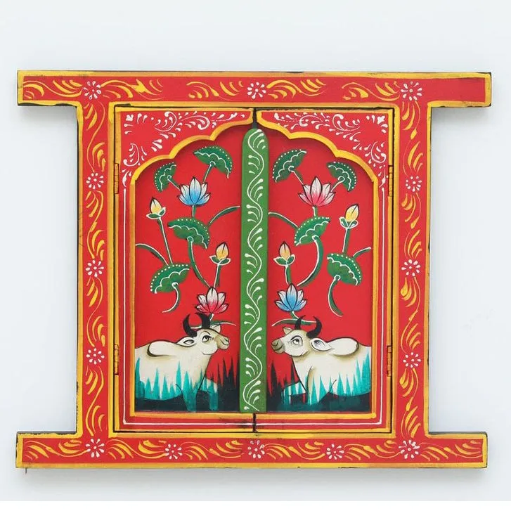 Pichwai Cow Lotus Wooden Wall Accents media 3