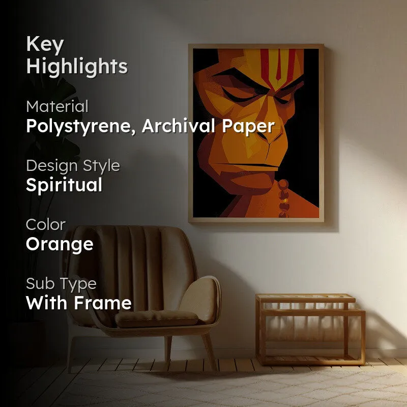 Powerful Bajrangbali II Archival Paper Wall Art - Natural Brown Frame media 2