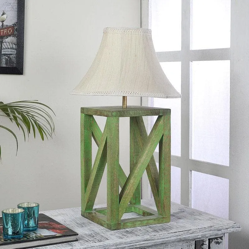 Bristo Criss Cross Fabric Table Lamp - White,Green media 3