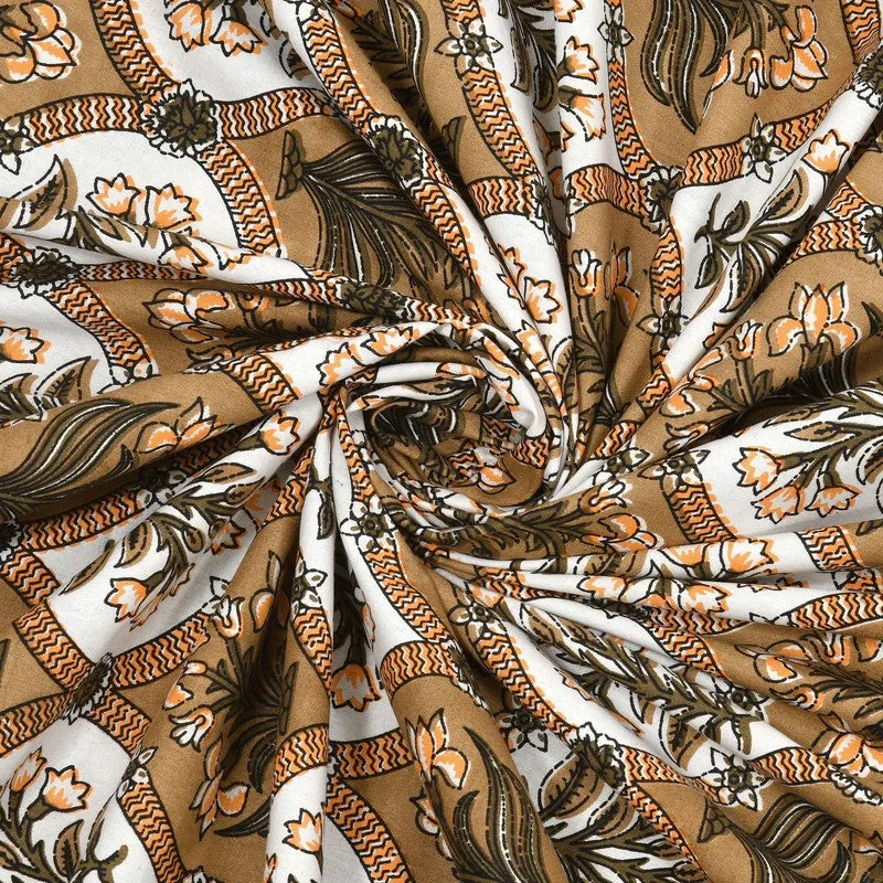 Nesty Cotton Bedsheet (Brown,Beige) - 240 TC media 5