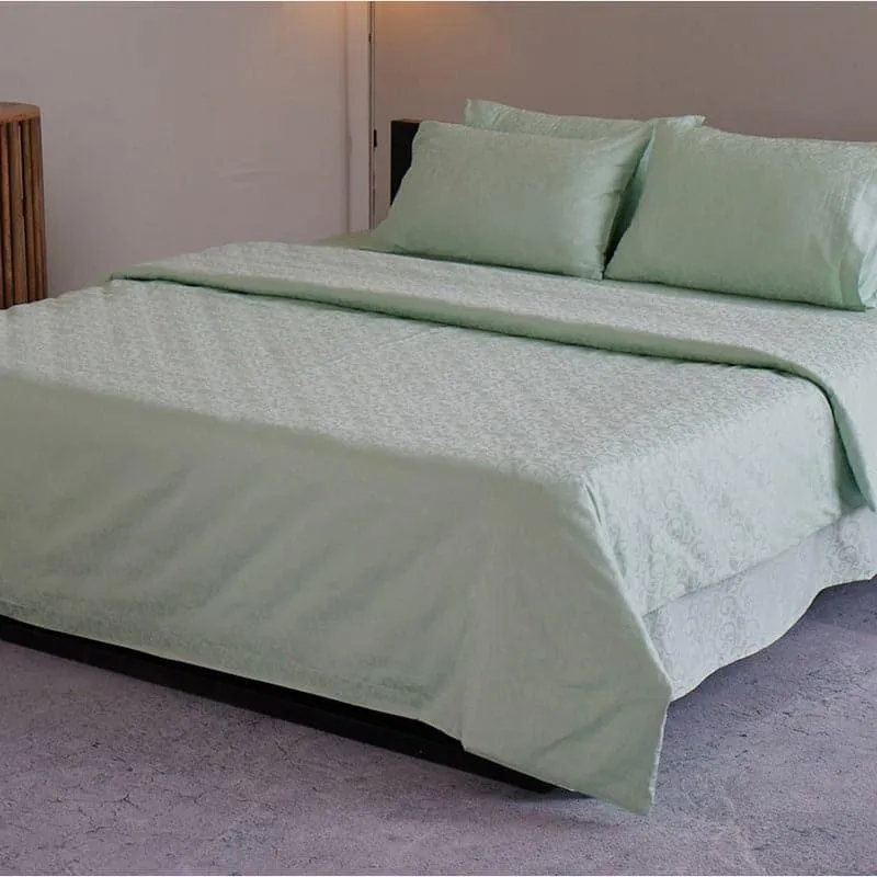 Damask Ethnic Cotton Bedsheet (Sage Green) - 300 TC media 4