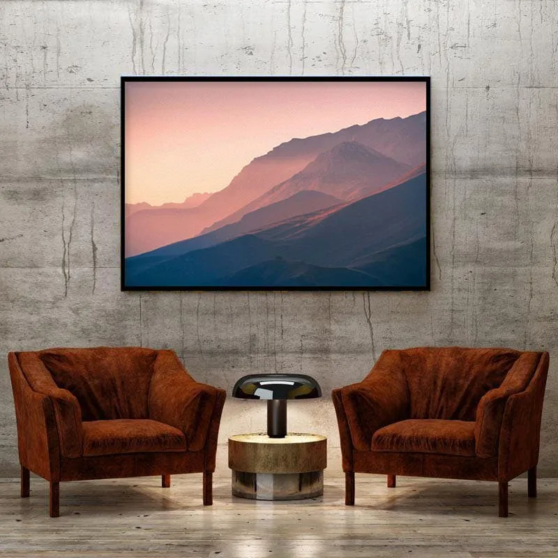 Mountain Sunset Canvas Wall Painting - Black Frame media 3