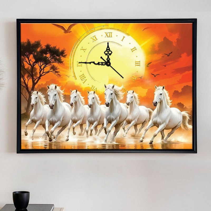Saptashv Wall Art With Clock media 3