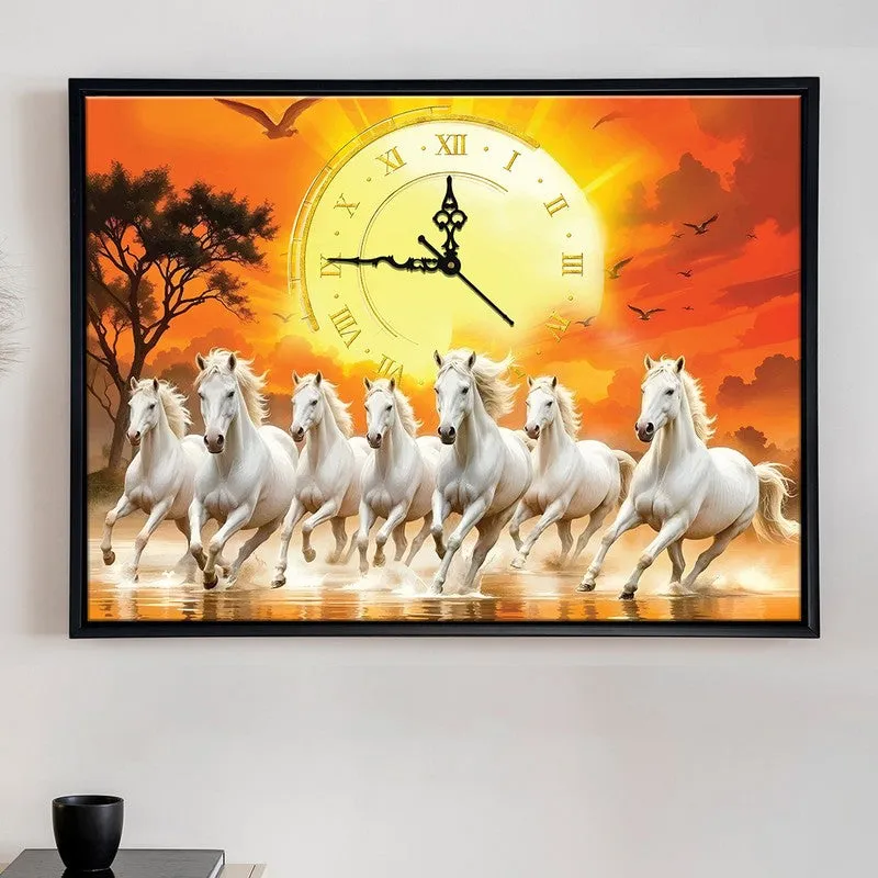 Saptashv Wall Art With Clock media 3