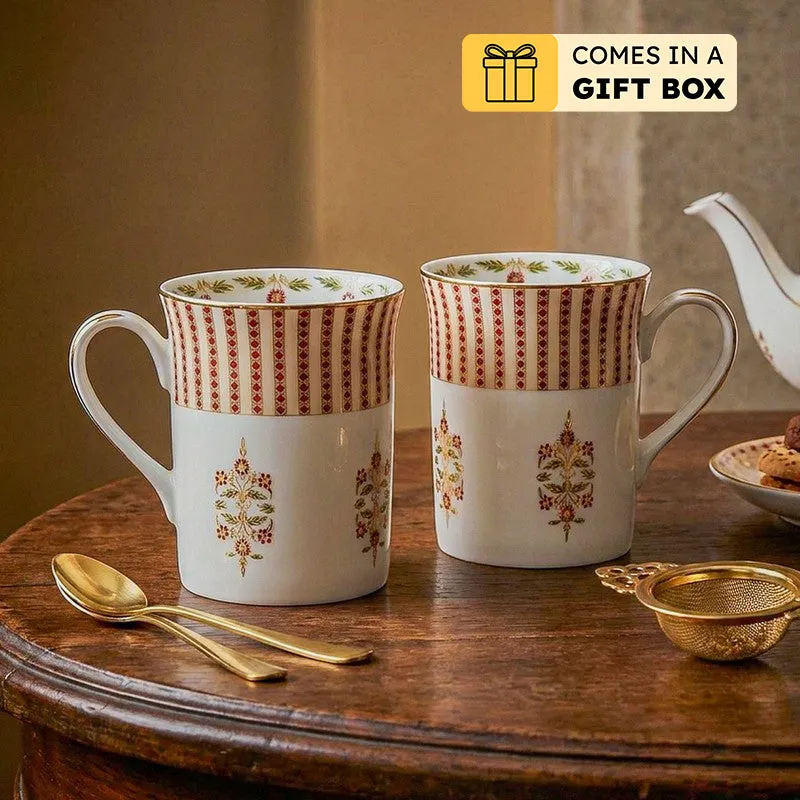 Gilded Classic 24k Gold Brushed Porcelain Coffee Mug (300 mL Each) - Set of Two media 1
