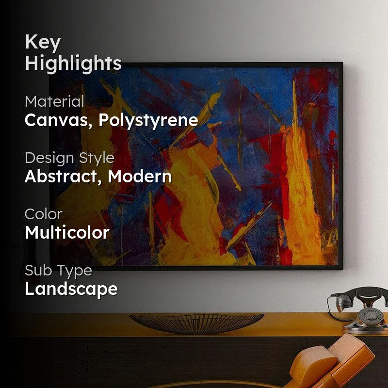 Multi Colored Abstract Canvas Painting - Black Frame media 2