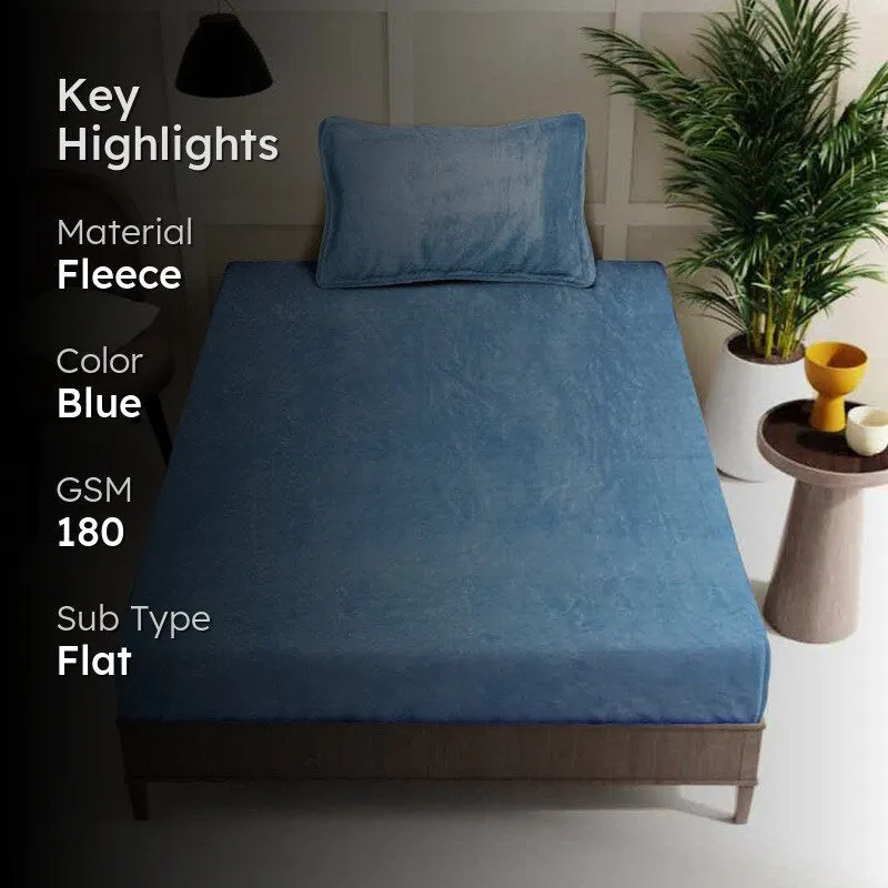 Gentle Rest Fleece Bedsheet (Blue) - 180 GSM media 2