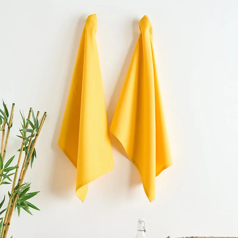 Sophistitch Solid Cotton Kitchen Towel (Yellow) - Set Of Two media 1
