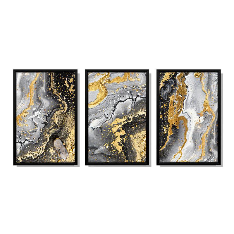 Ebony Gild Abstract Wall Art With Frame - Set Of Three media 3