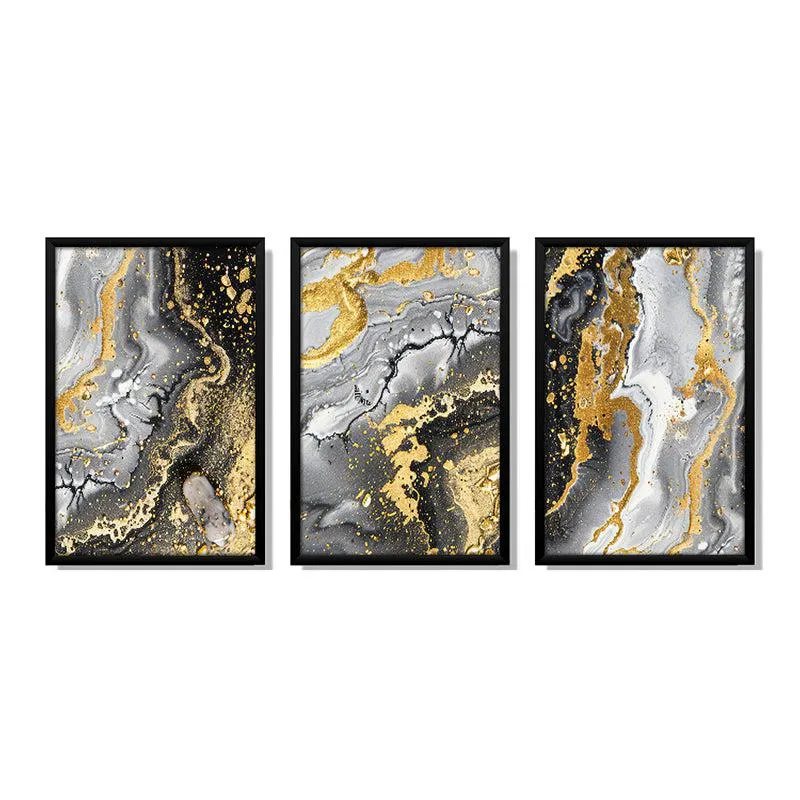 Ebony Gild Abstract Wall Art With Frame - Set Of Three media 3