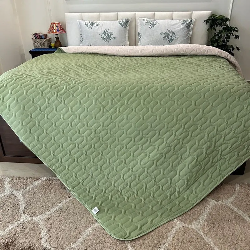 Urban Space Quilted Reversible Microfiber comforter (Sage Green) - 200 GSM media 3
