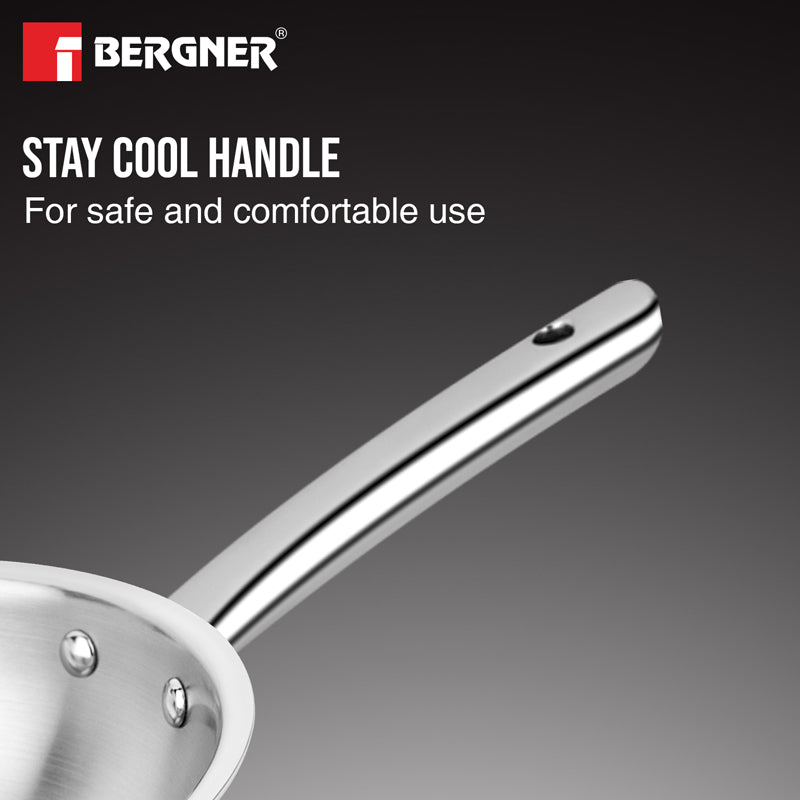 Bergner Tripro Triply Stainless Steel Wok With Lid - 2800 ML image 5