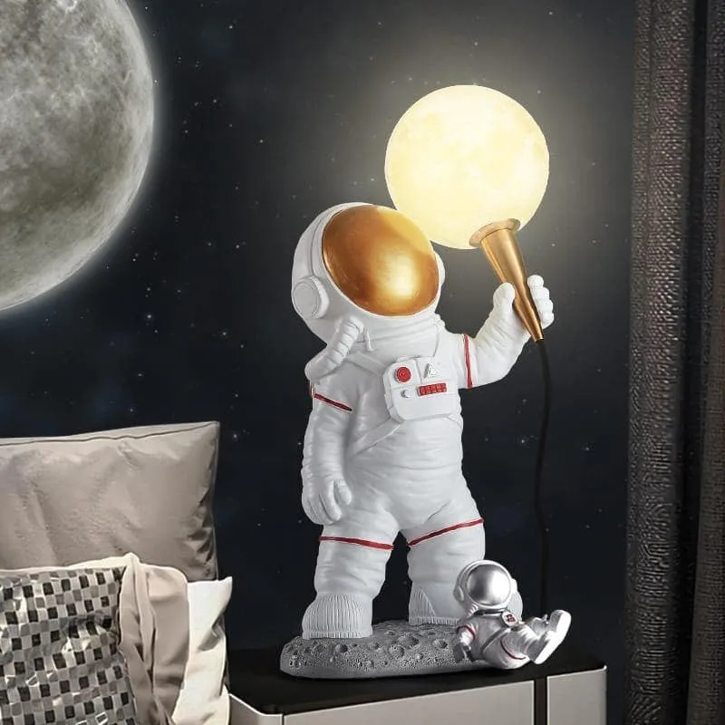 Luna Space LED Resin Table Lamp - White,Gold media 1