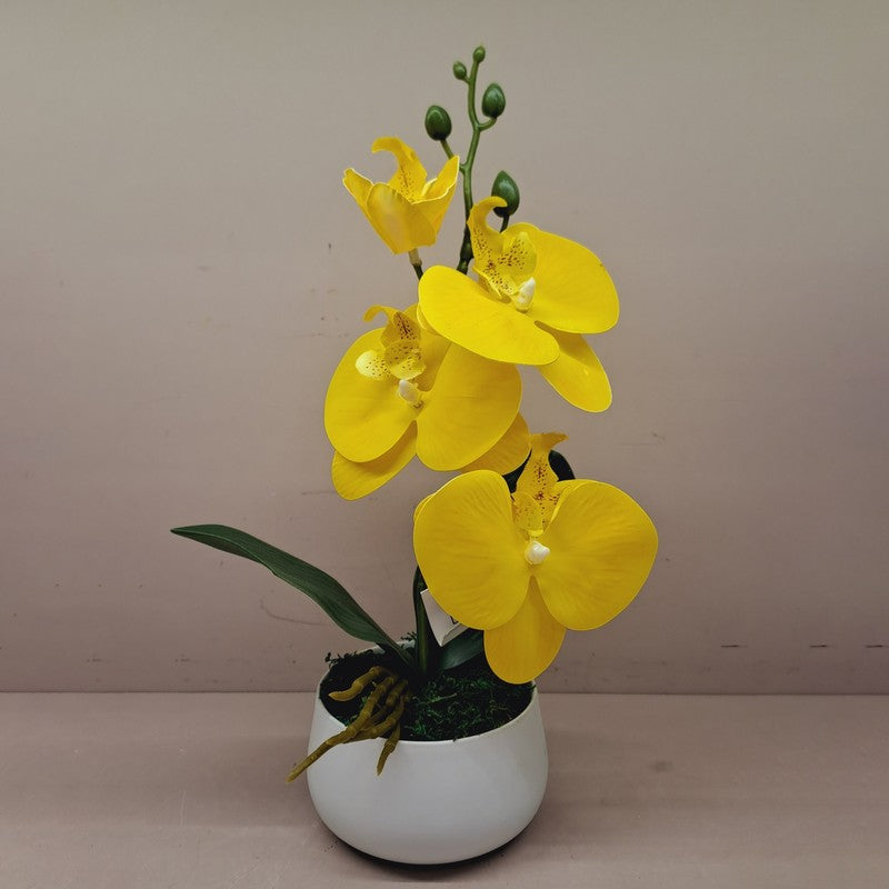 Premium Artificial Orchid Flower Bunch - Yellow media 4