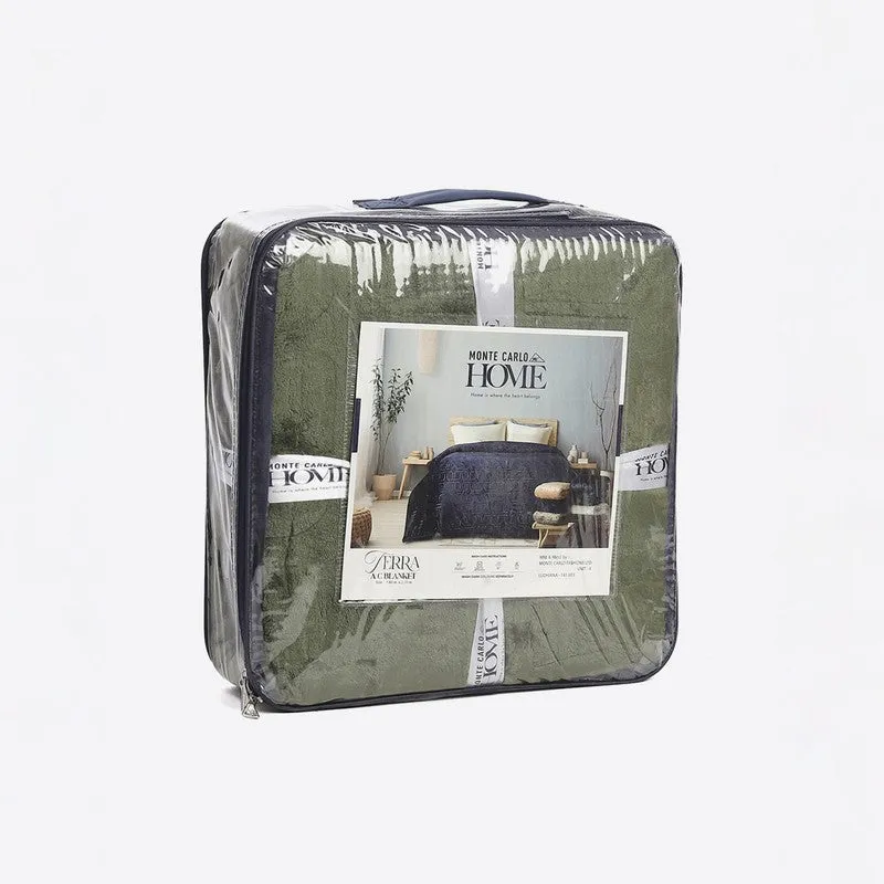 Monte Carlo Warmora Geometric Print Polyester Blanket (Olive Green) - 210 GSM media 7