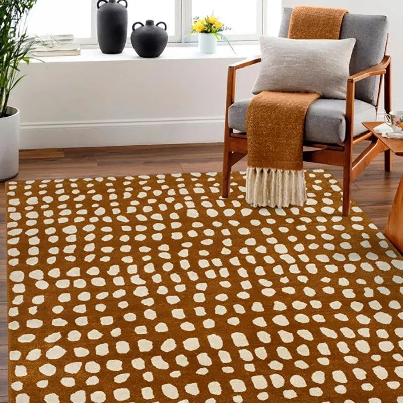 Elatus Hand Tufted Abstract Wool & Nylon Carpet - Brown & Beige media 3